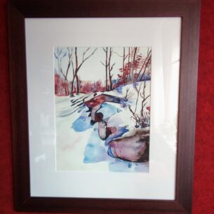Talv pargis (akvarell) - 43x50cm - raamitud ja klaasiga